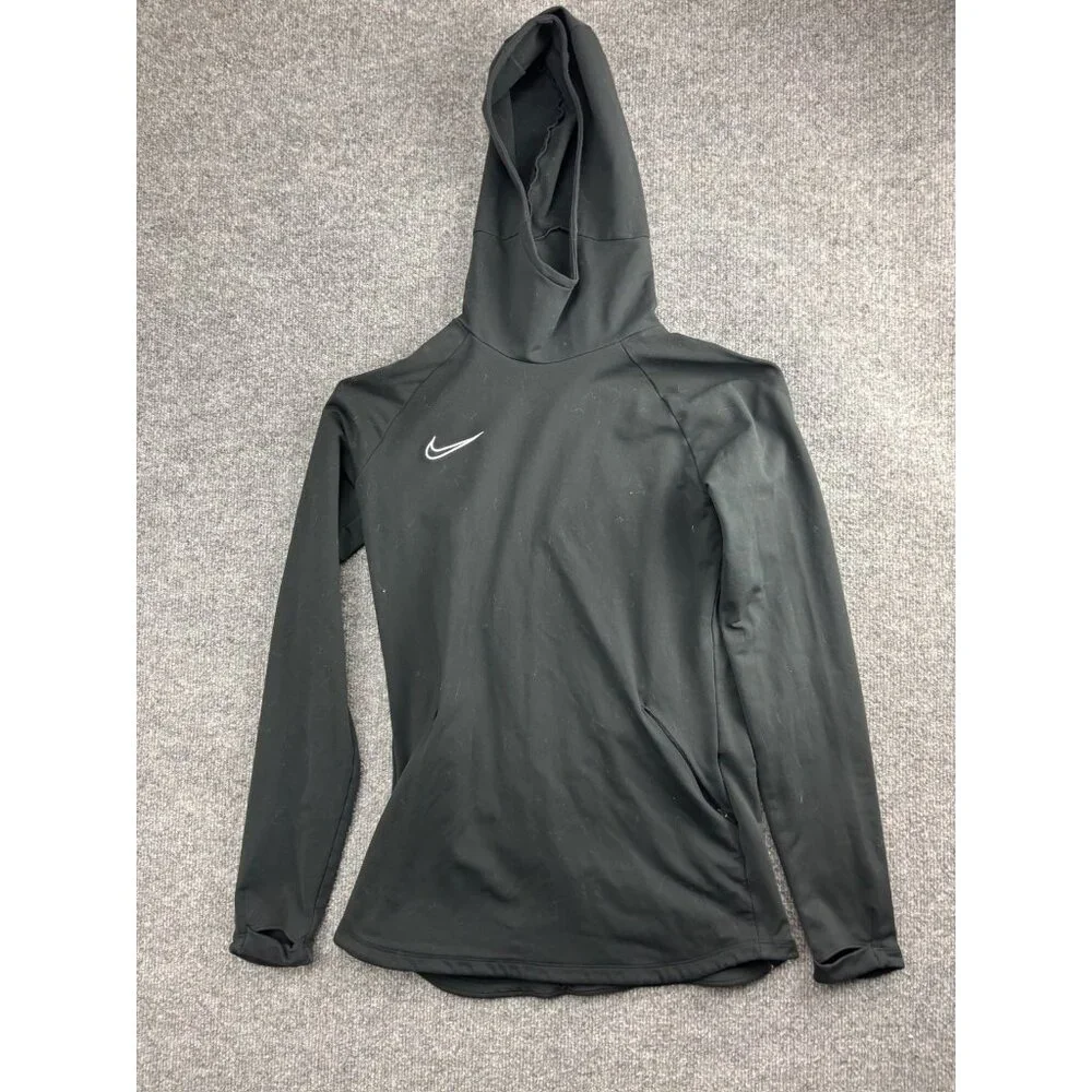 Nike Dri-Fit Hoodie Women's S Black Slim Fit‎ Fleece Lined Pullover Thumb Holes